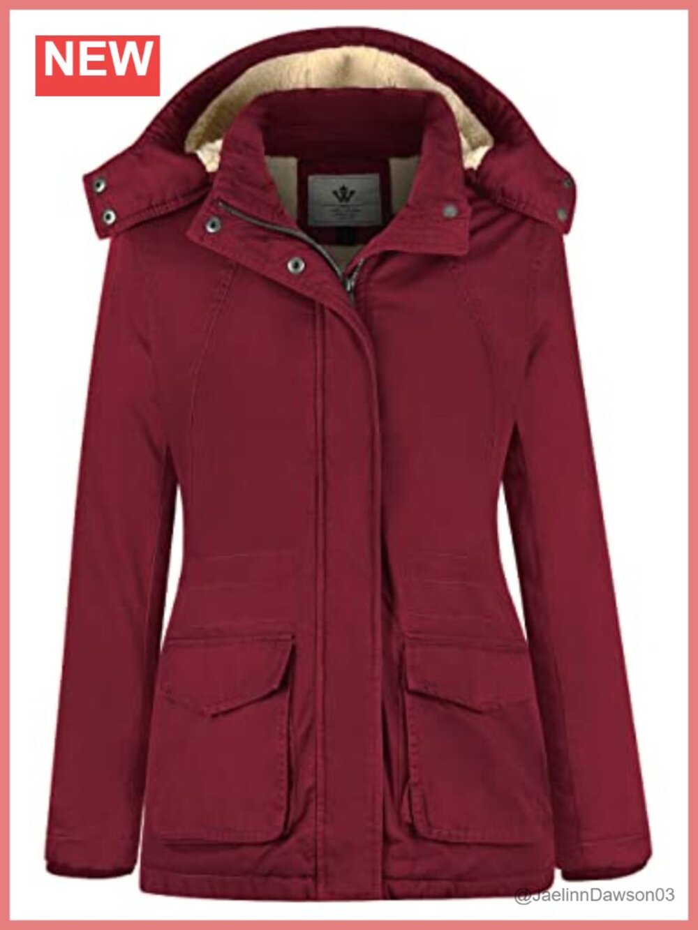 Sherpa Lined Winter Parka Heavy Hooded Coat Fitted Warm